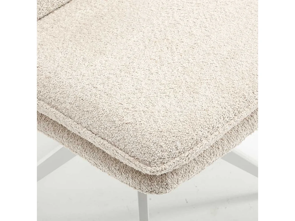 Gepolsterte Stühle in Cremefarben und Weiß Gestell aus Metall (2er Set)