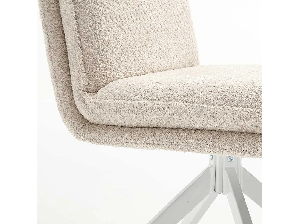 Gepolsterte Stühle in Cremefarben und Weiß Gestell aus Metall (2er Set)