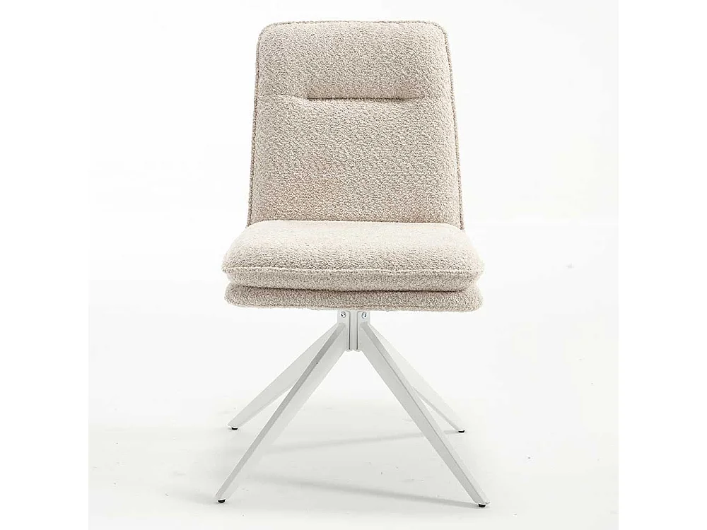 Gepolsterte Stühle in Cremefarben und Weiß Gestell aus Metall (2er Set)