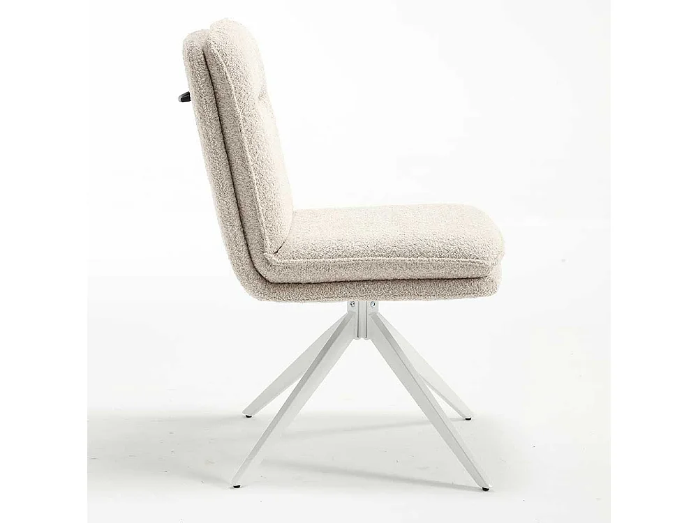 Gepolsterte Stühle in Cremefarben und Weiß Gestell aus Metall (2er Set)