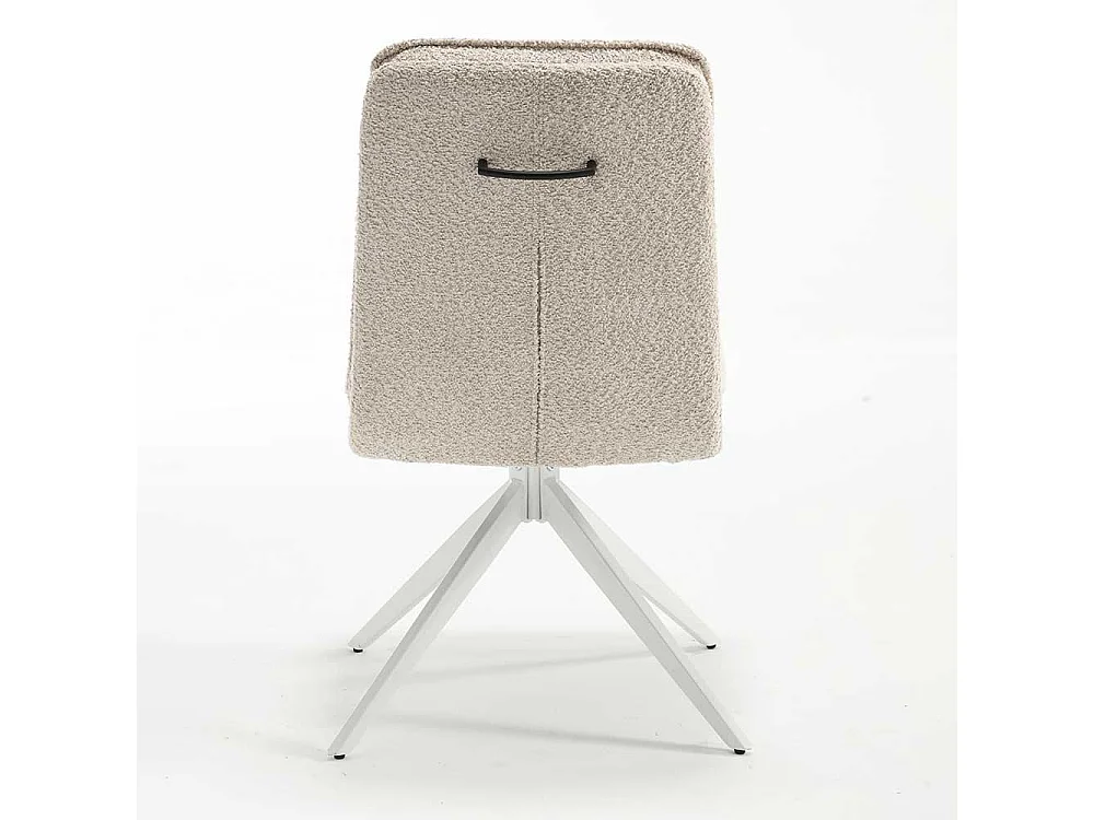 Gepolsterte Stühle in Cremefarben und Weiß Gestell aus Metall (2er Set)