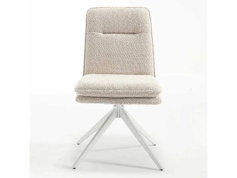 Gepolsterte Stühle in Cremefarben und Weiß Gestell aus Metall (2er Set)