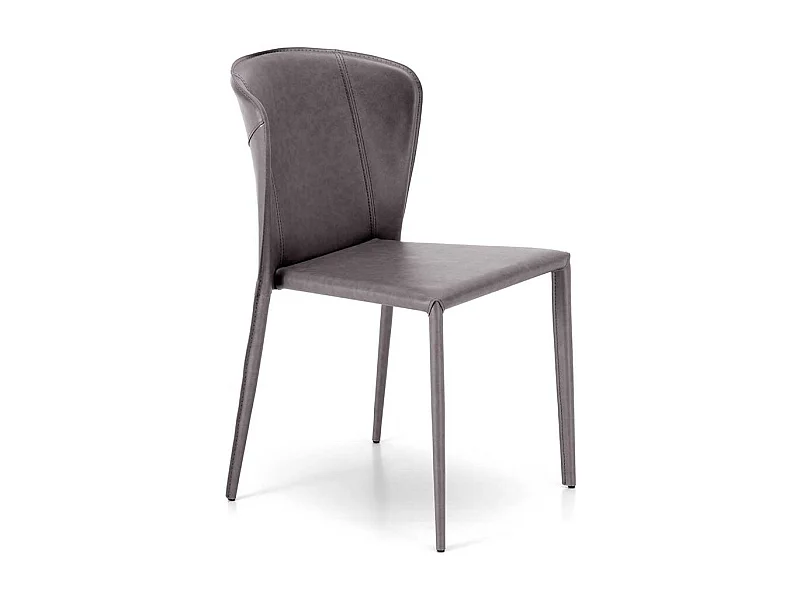 Design Polsterstühle in Dunkelgrau Kunstleder vier Stuhlbeinen (2er Set)