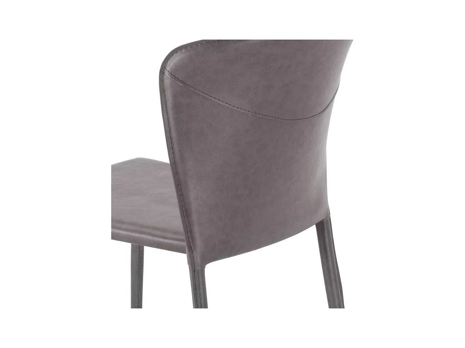 Design Polsterstühle in Dunkelgrau Kunstleder vier Stuhlbeinen (2er Set)