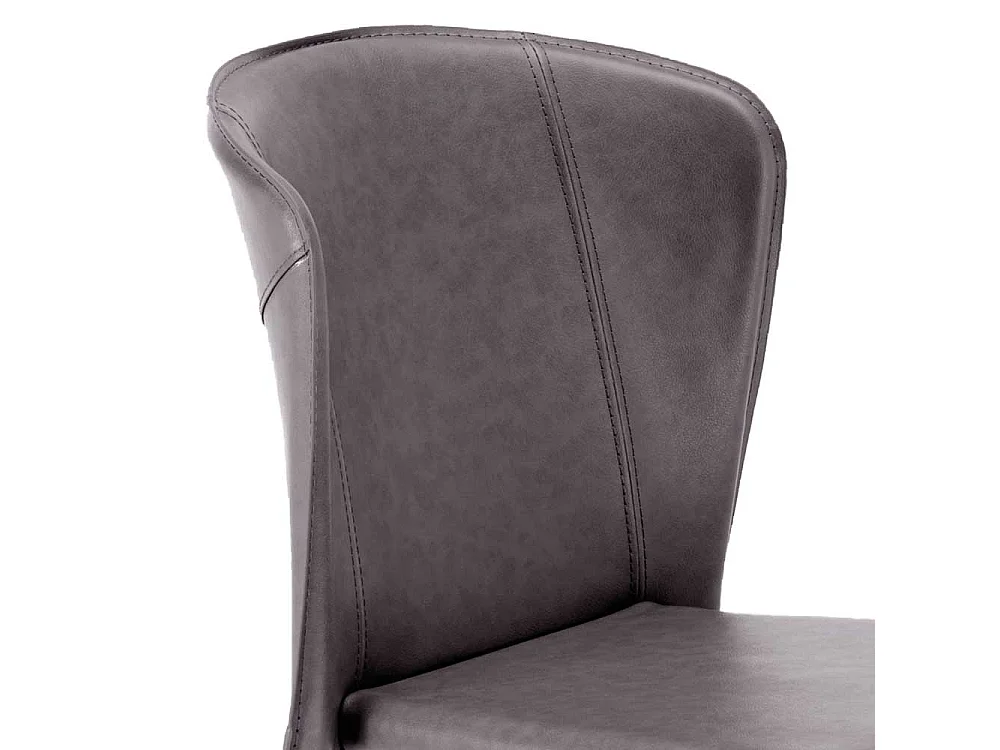 Design Polsterstühle in Dunkelgrau Kunstleder vier Stuhlbeinen (2er Set)