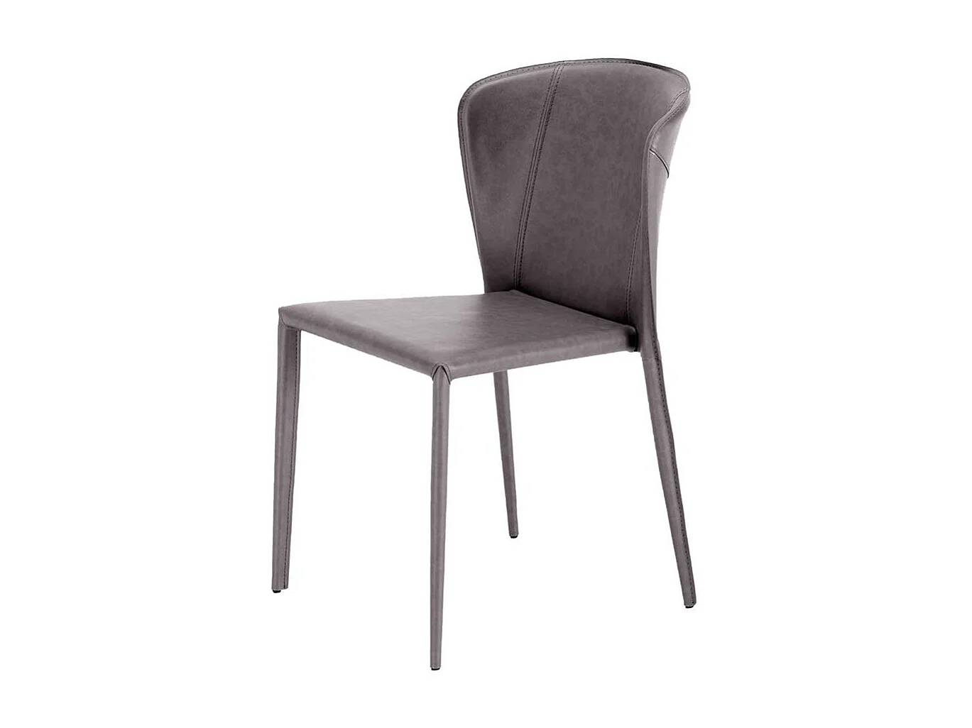 Design Polsterstühle in Dunkelgrau Kunstleder vier Stuhlbeinen (2er Set)