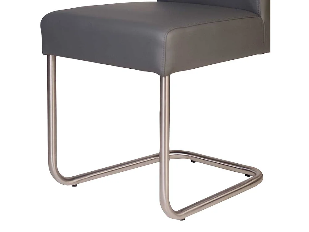 Schwingstühle in Grau Kunstleder Edelstahl (2er Set)