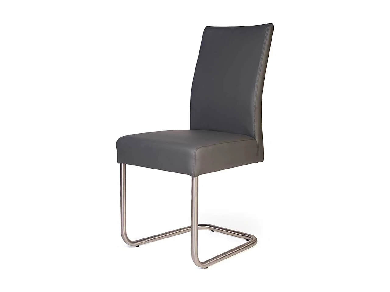 Schwingstühle in Grau Kunstleder Edelstahl (2er Set)