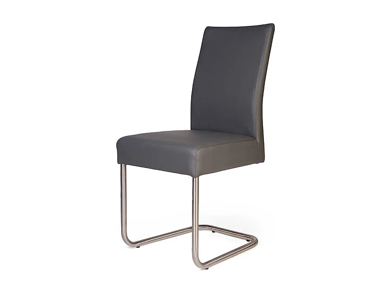 Schwingstühle in Grau Kunstleder Edelstahl (2er Set)