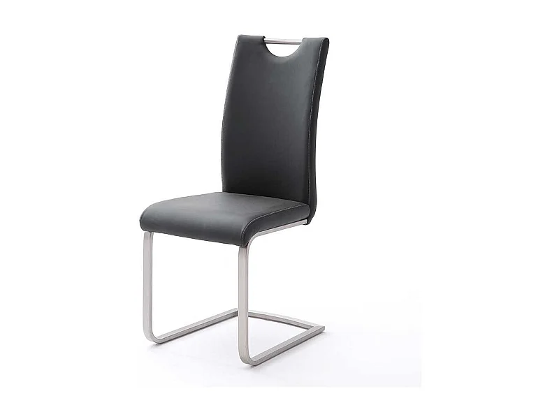 Freischwingerstuhl Set in Kunstleder Schwarz Edelstahl (4er Set)