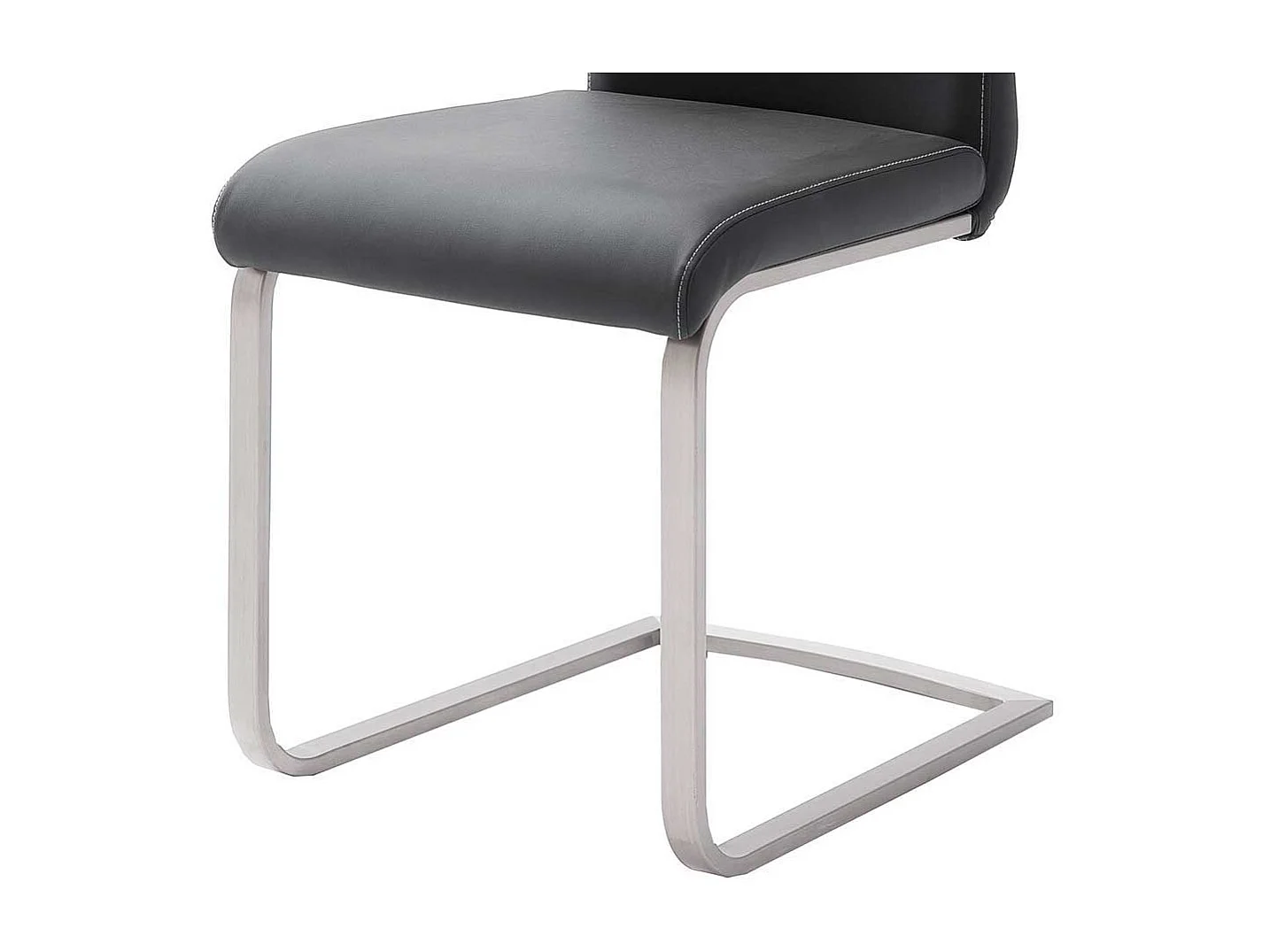 Freischwingerstuhl Set in Kunstleder Schwarz Edelstahl (4er Set)