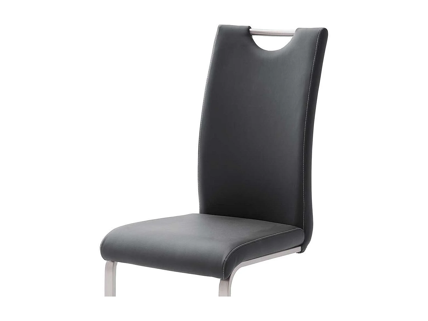 Freischwingerstuhl Set in Kunstleder Schwarz Edelstahl (4er Set)