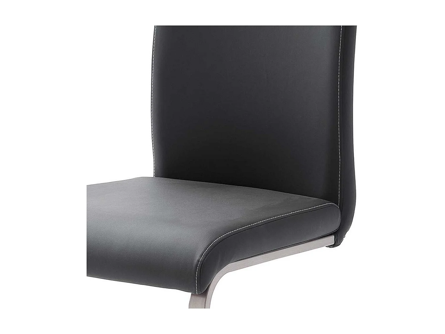 Freischwingerstuhl Set in Kunstleder Schwarz Edelstahl (4er Set)