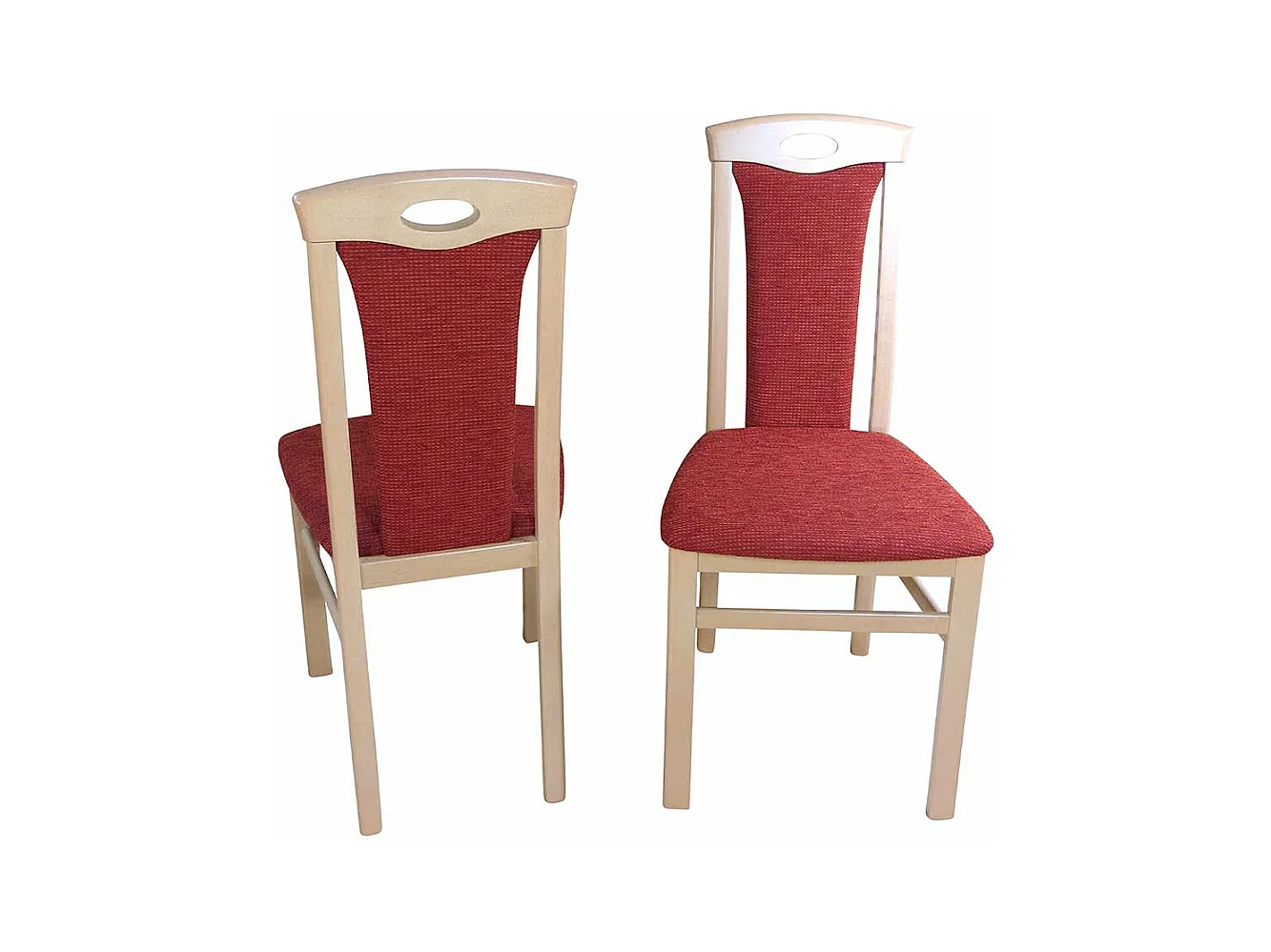 Esstischstuhl in Rot Stoff Buche Massivholz (2er Set)
