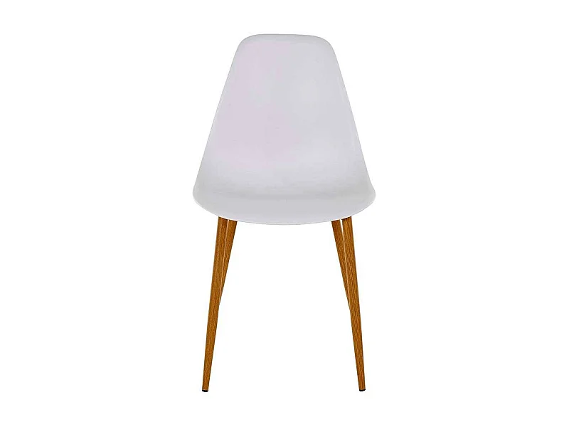 Esstisch Stühle in Weiß Kunststoff Metallgestell in Eichefarben (Set)