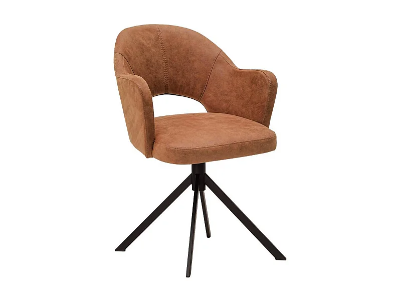 Esszimmerstuhl Esstischstuhl in Cognac Braun mit Gestell aus Metall