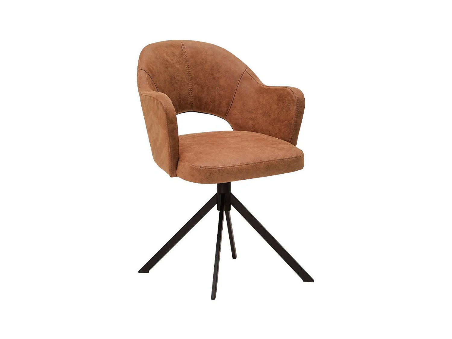 Esszimmerstuhl Esstischstuhl in Cognac Braun mit Gestell aus Metall