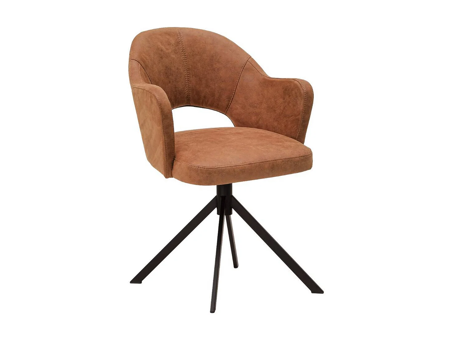 Esszimmerstuhl Esstischstuhl in Cognac Braun mit Gestell aus Metall