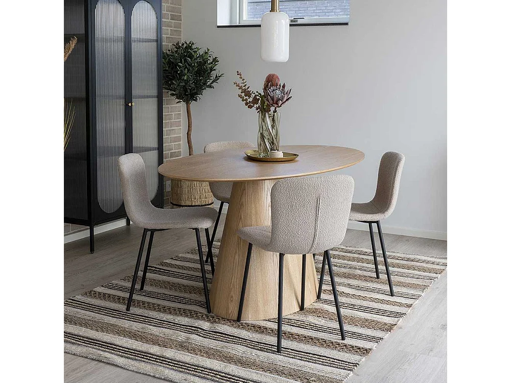 Esstisch Stühle Stühle aus Boucle Stoff mit Gestell aus Metall (2er Set)