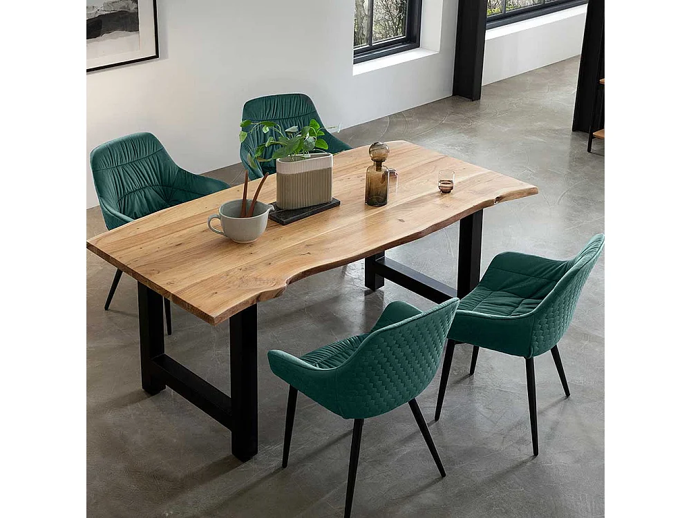 Armlehnstuhl Samt in Dunkelgrün Ziernähten