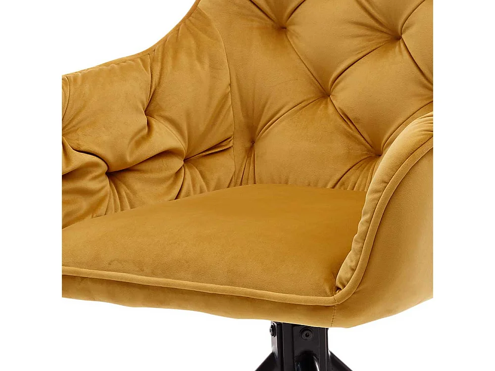 2 Stühle mit Armlehnen in Goldfarben Samt Schwarz (2er Set)