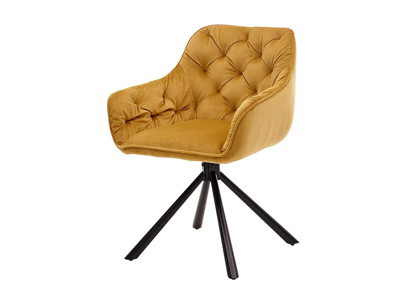 2 Stühle mit Armlehnen in Goldfarben Samt Schwarz (2er Set)