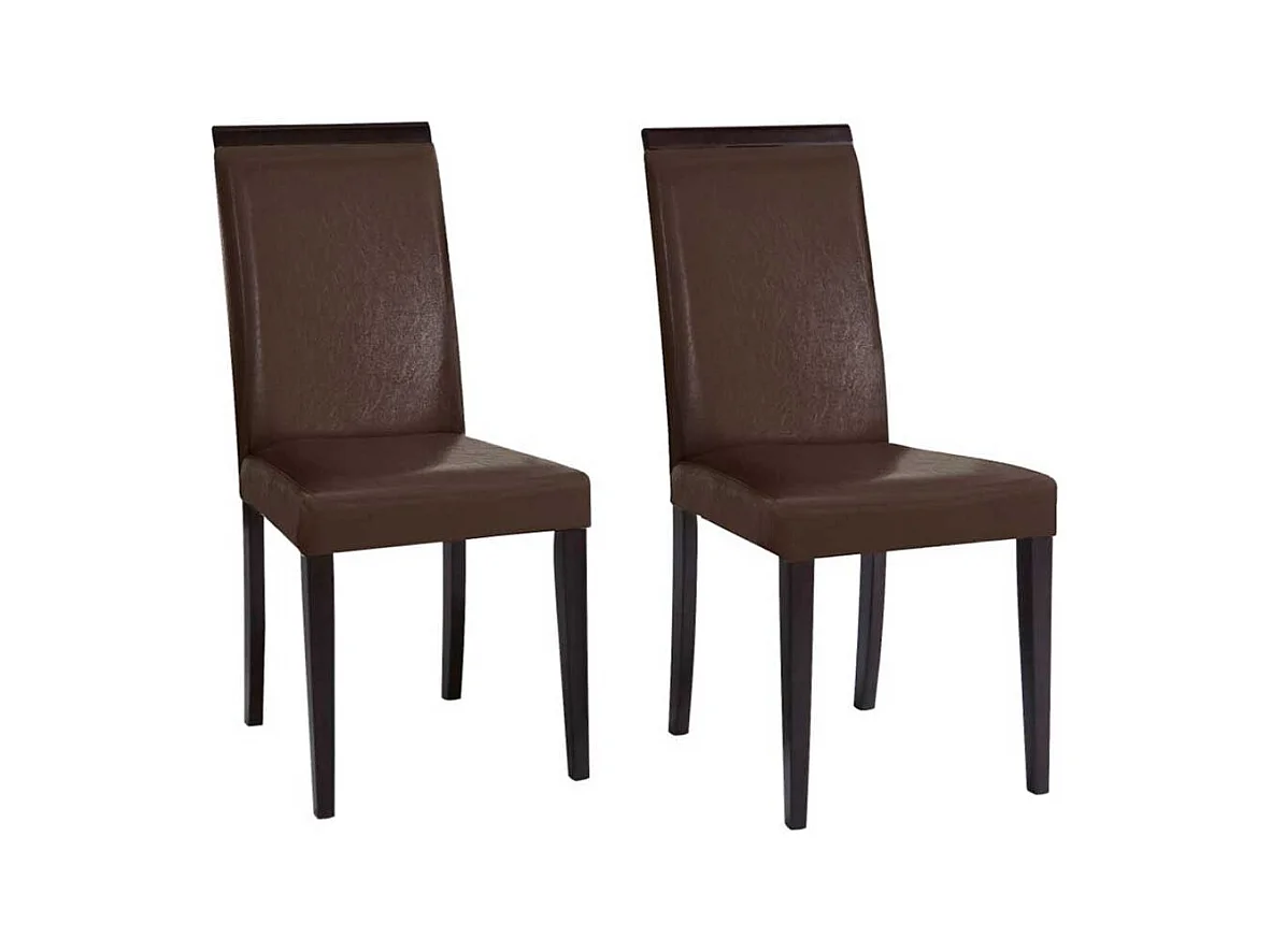 Esszimmer Polsterstühle in Dunkelbraun Kunstleder Wengefarben (2er Set)