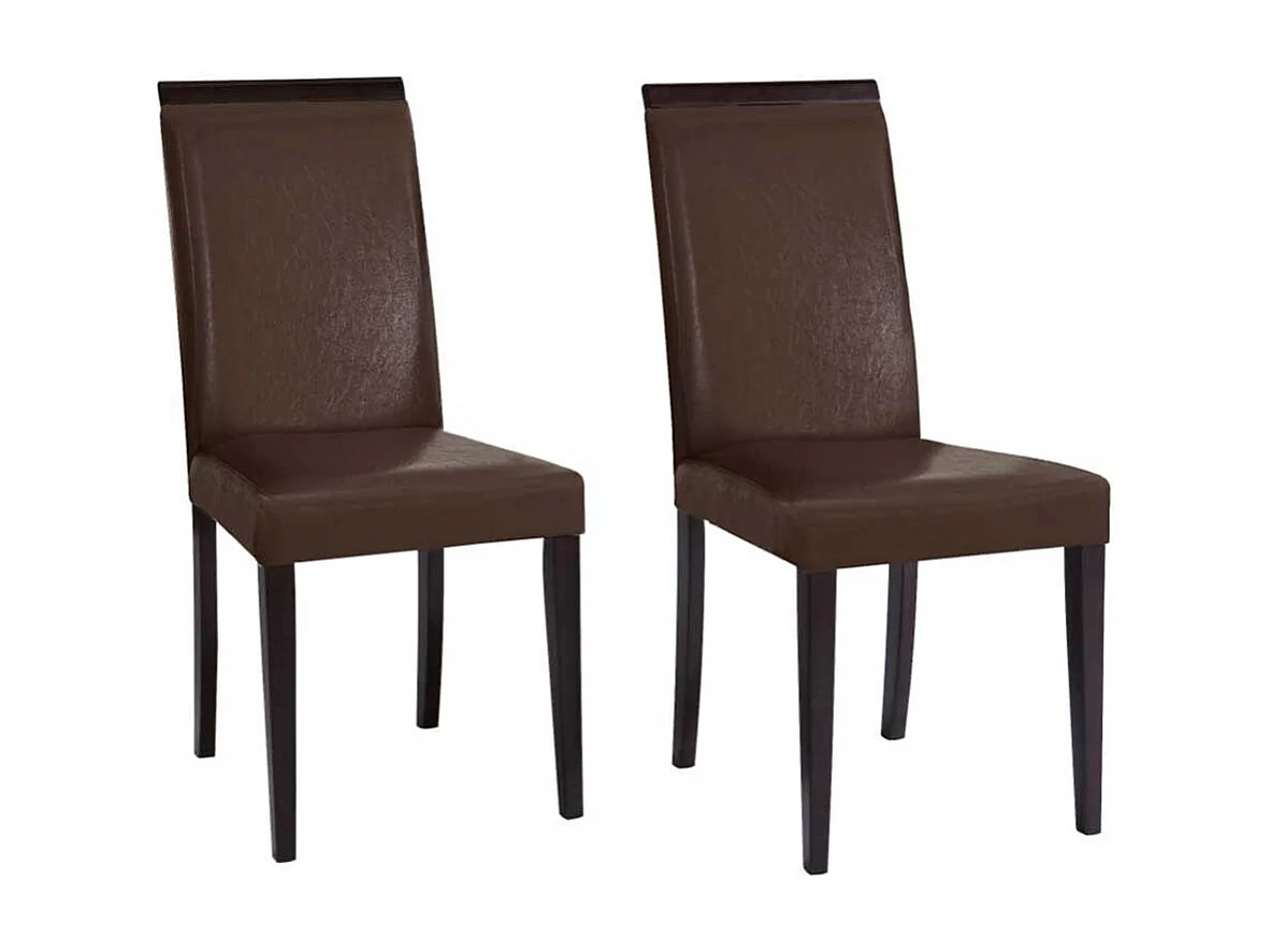 Esszimmer Polsterstühle in Dunkelbraun Kunstleder Wengefarben (2er Set)