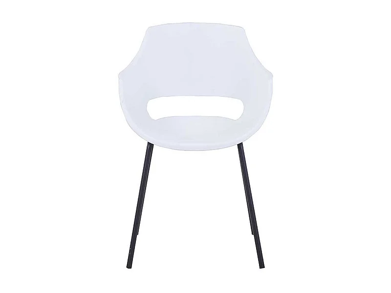 Esszimmerarmlehnstühle in Weiß und Schwarz Kunststoff und Metall (2er Set)