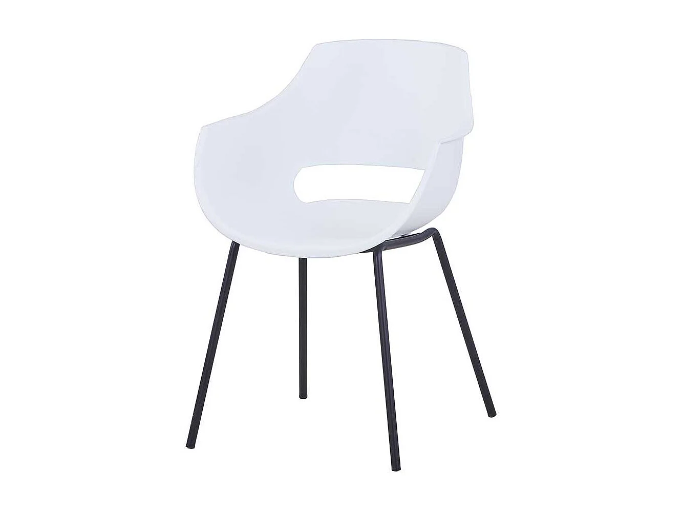 Esszimmerarmlehnstühle in Weiß und Schwarz Kunststoff und Metall (2er Set)