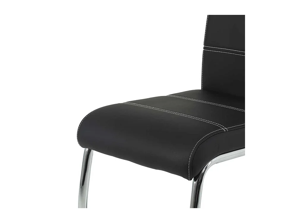 Freischwinger Set in Schwarz Kunstleder Metall (Set)