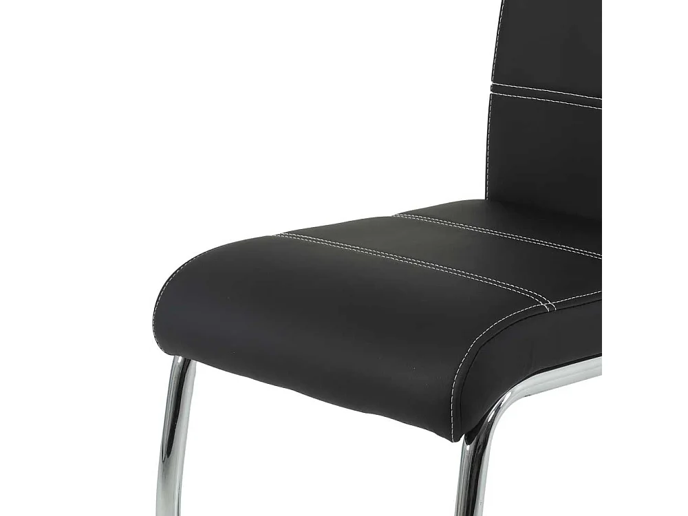 Freischwinger Set in Schwarz Kunstleder Metall (Set)