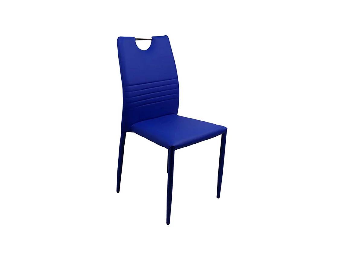 Blaue Kunstlederstühle stapelbar Griff in der Rückenlehne (4er Set)