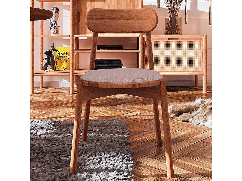 Holzstuhl mit Polster aus Wildbuche Massivholz geölt 47 cm breit (2er Set)