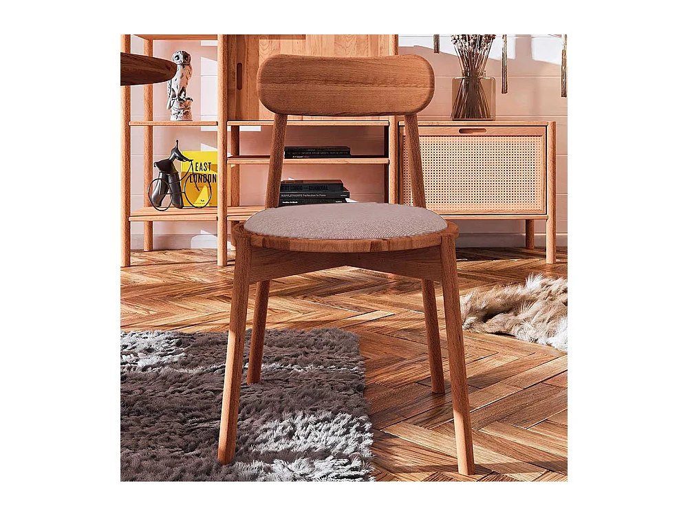 Holzstuhl mit Polster aus Wildbuche Massivholz ge�lt 47 cm breit (2er Set)