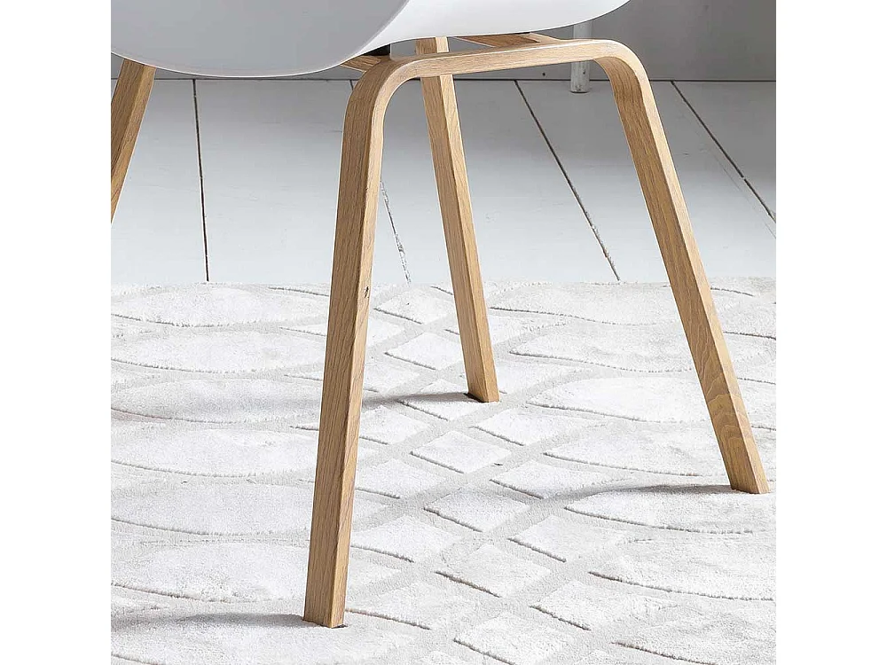 Armlehnenstühle in Weiß Kunststoff Metallgestell in Holz Naturfarben (2er Set)