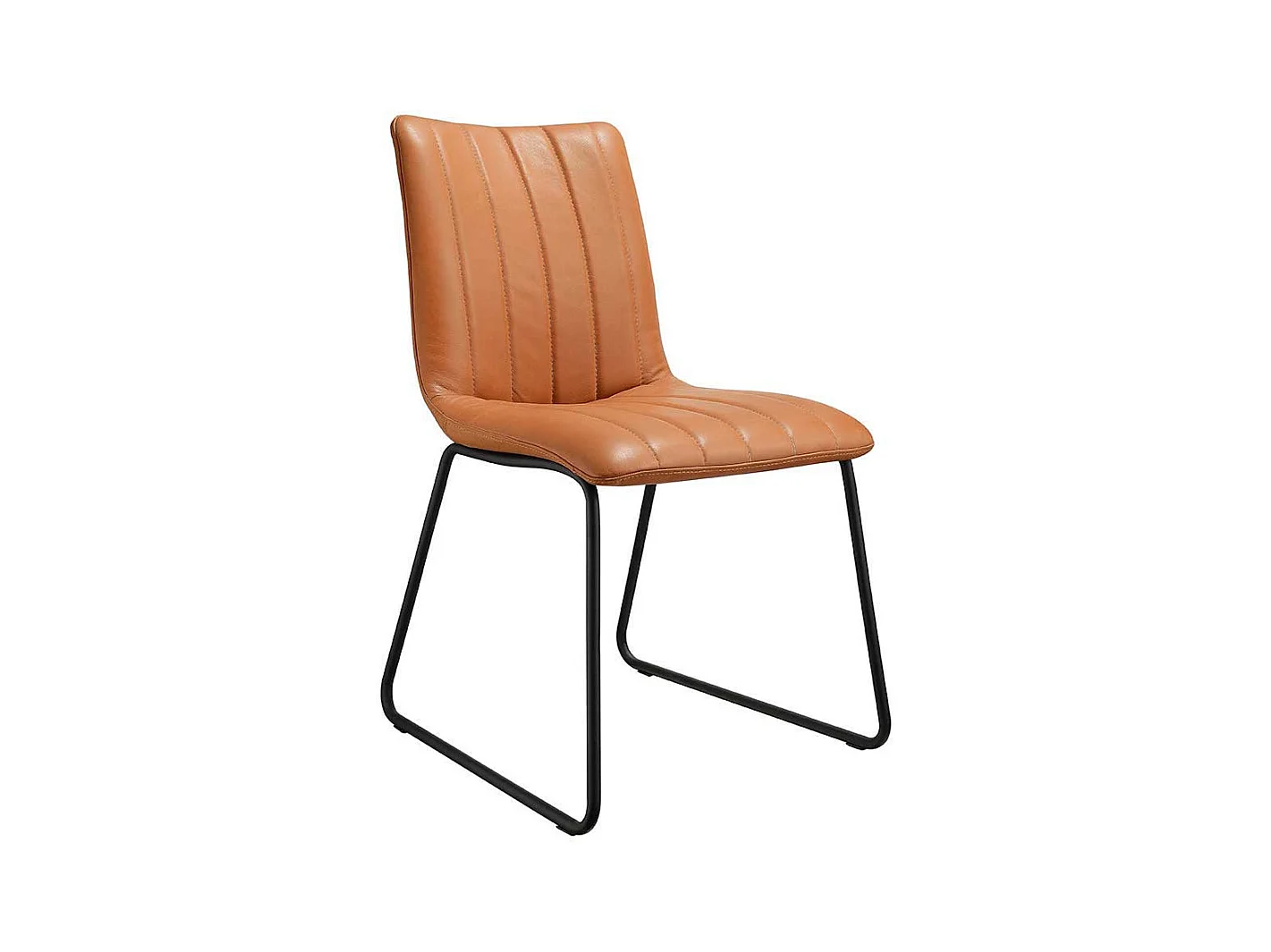 Polsterstuhl in Cognac Braun und Schwarz Leder (2er Set)