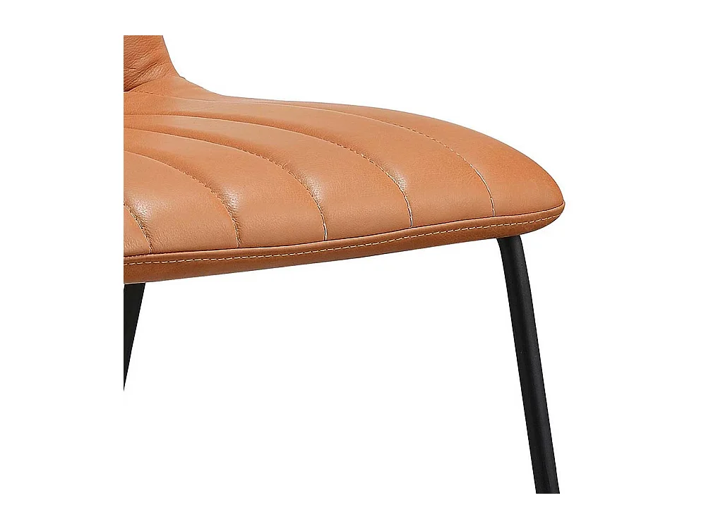 Polsterstuhl in Cognac Braun und Schwarz Leder (2er Set)