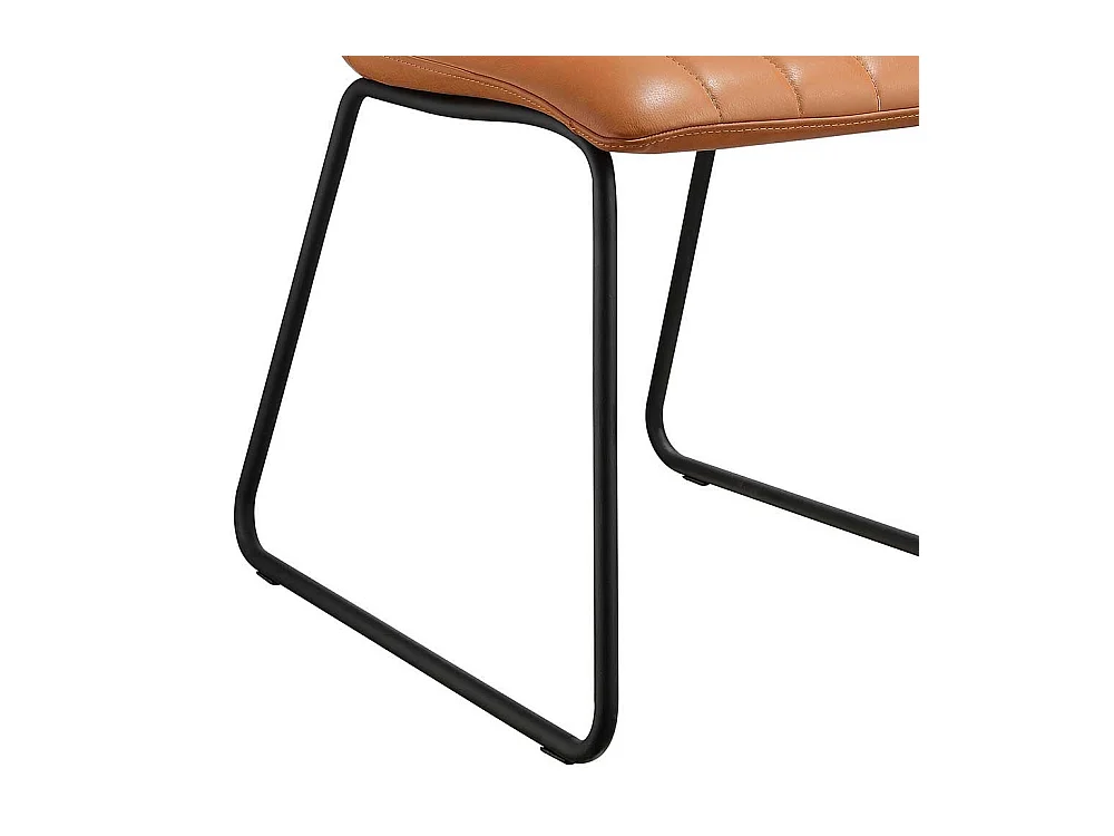 Polsterstuhl in Cognac Braun und Schwarz Leder (2er Set)