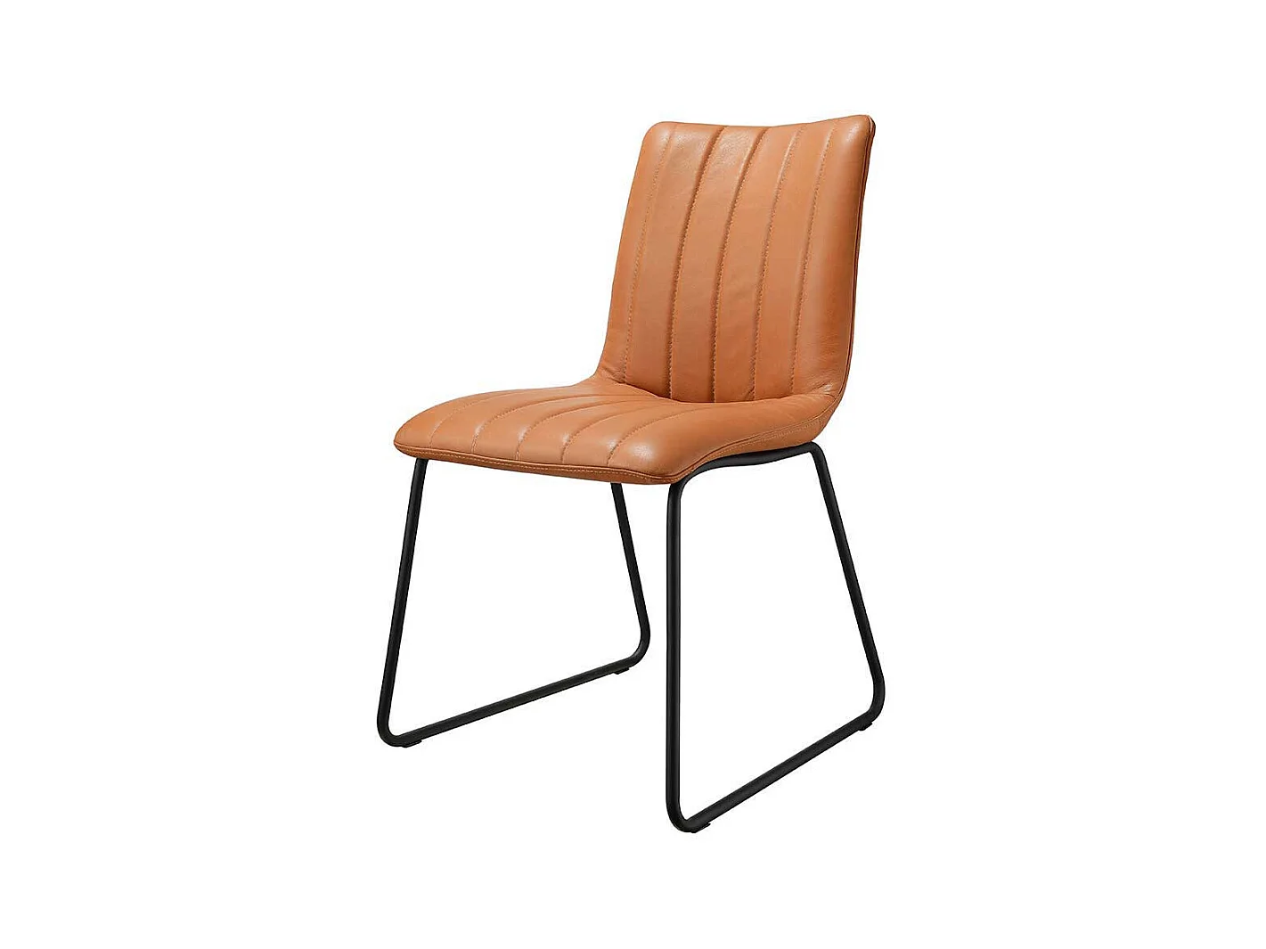 Polsterstuhl in Cognac Braun und Schwarz Leder (2er Set)