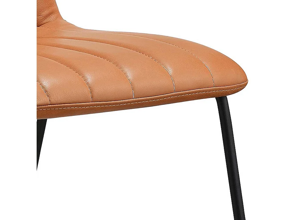 Polsterstuhl in Cognac Braun und Schwarz Leder (2er Set)