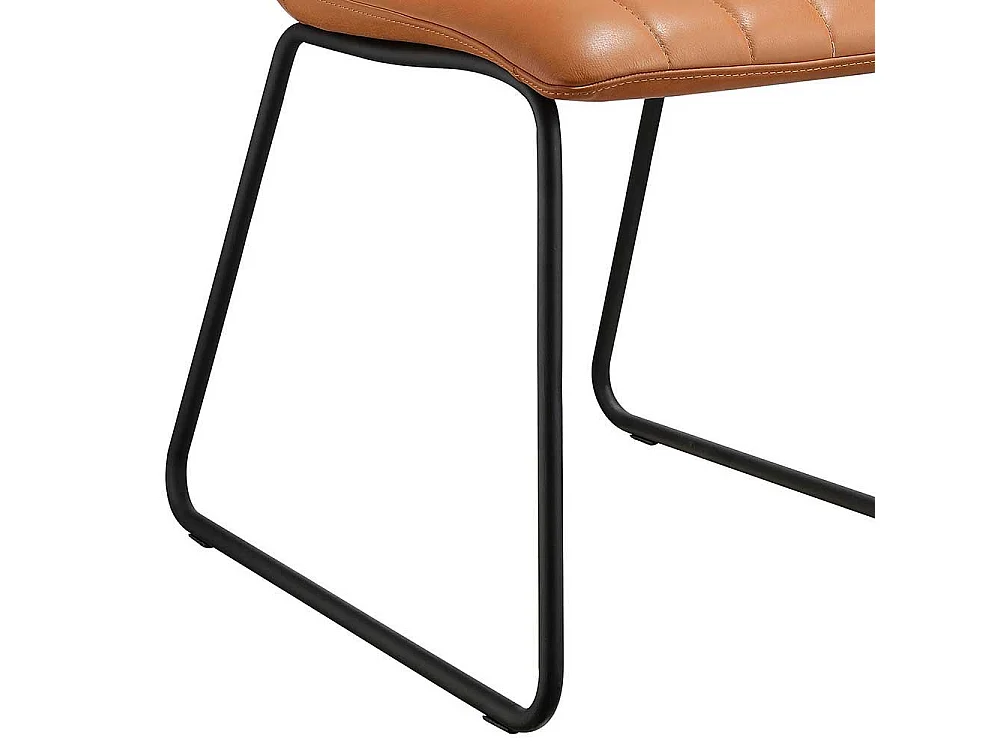 Polsterstuhl in Cognac Braun und Schwarz Leder (2er Set)