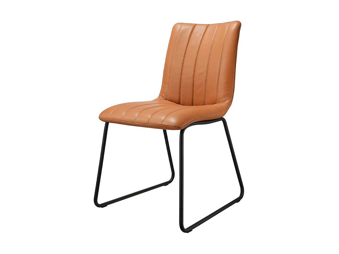 Polsterstuhl in Cognac Braun und Schwarz Leder (2er Set)