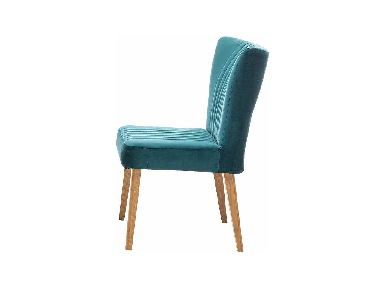 Retrostuhl in Petrol Stoff Holzbeine Eiche massiv