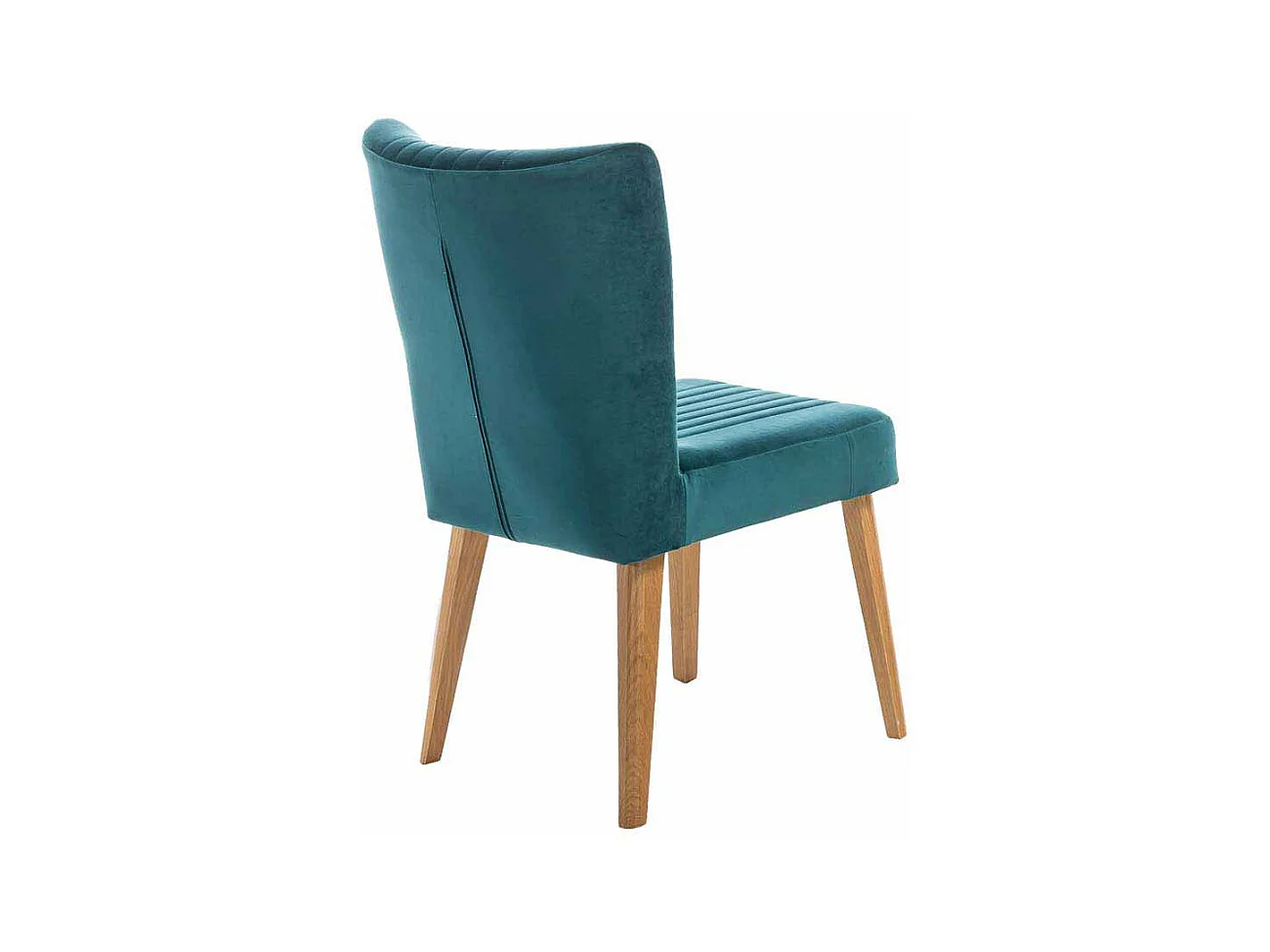 Retrostuhl in Petrol Stoff Holzbeine Eiche massiv