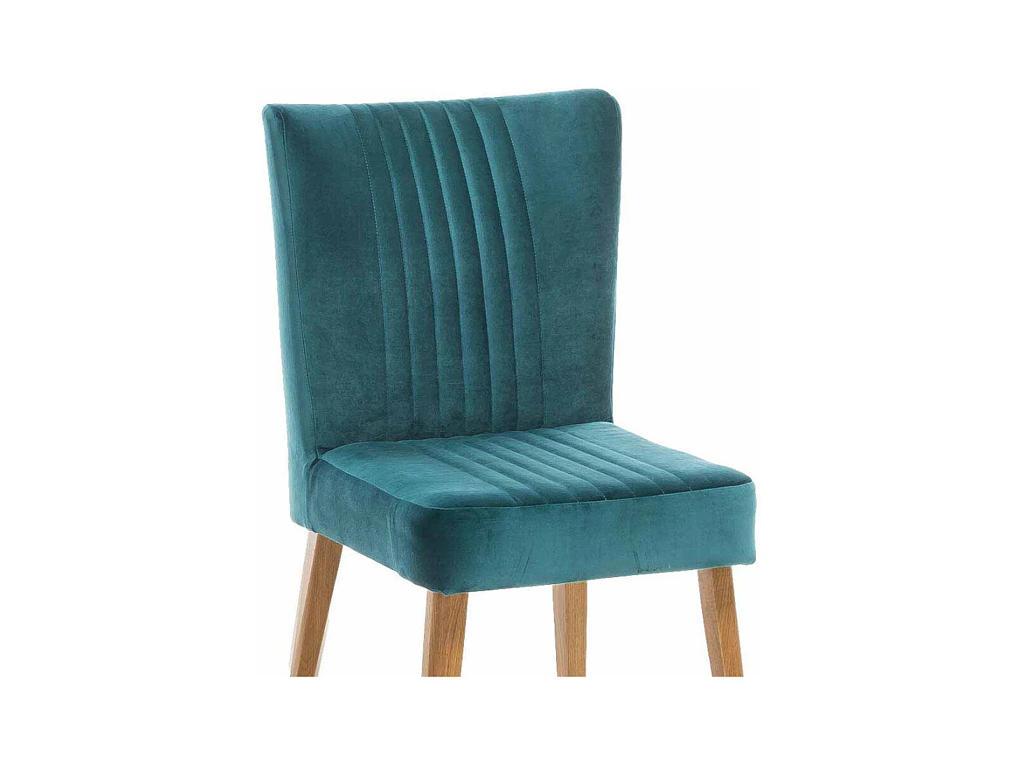 Retrostuhl in Petrol Stoff Holzbeine Eiche massiv