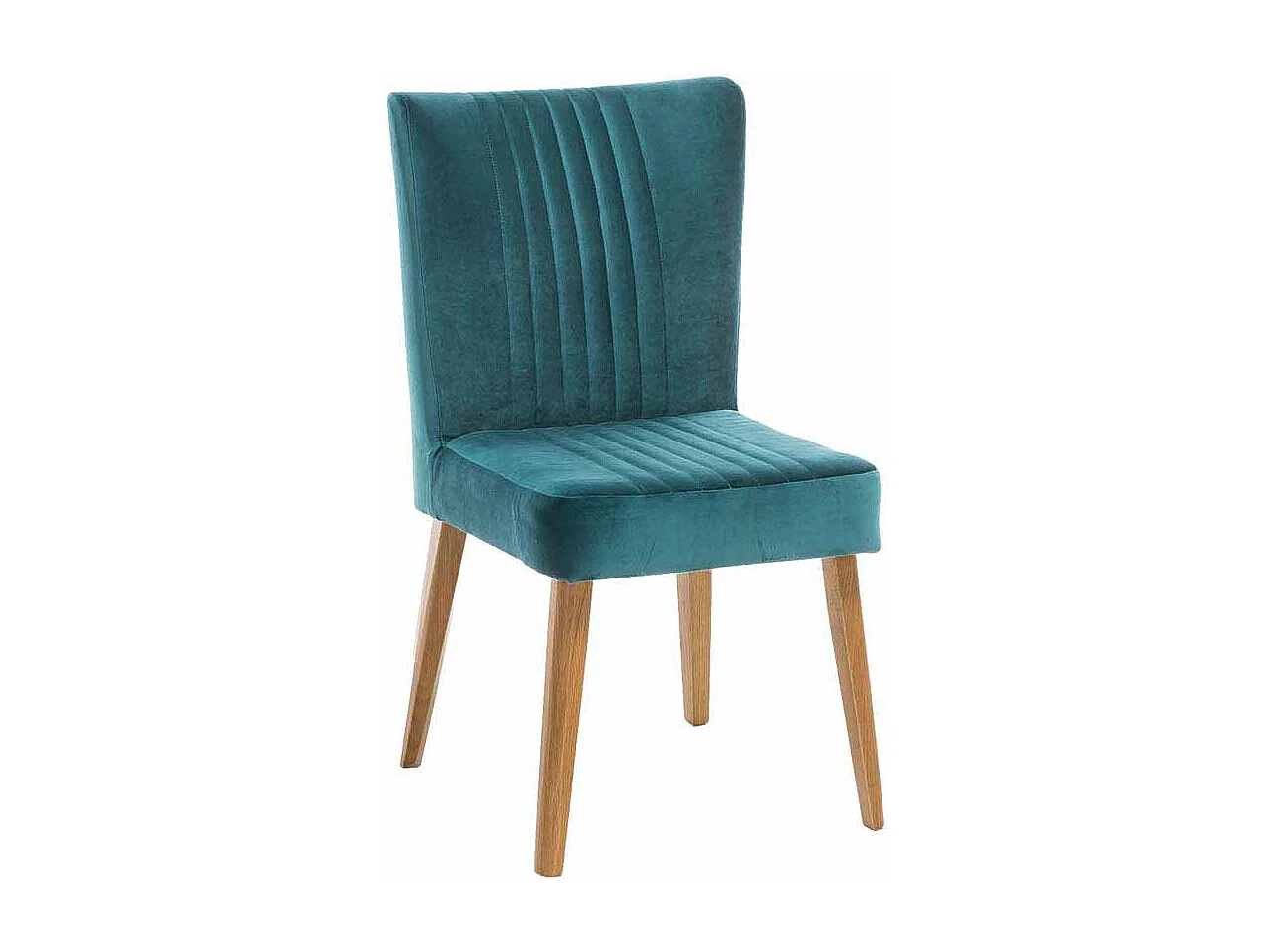 Retrostuhl in Petrol Stoff Holzbeine Eiche massiv