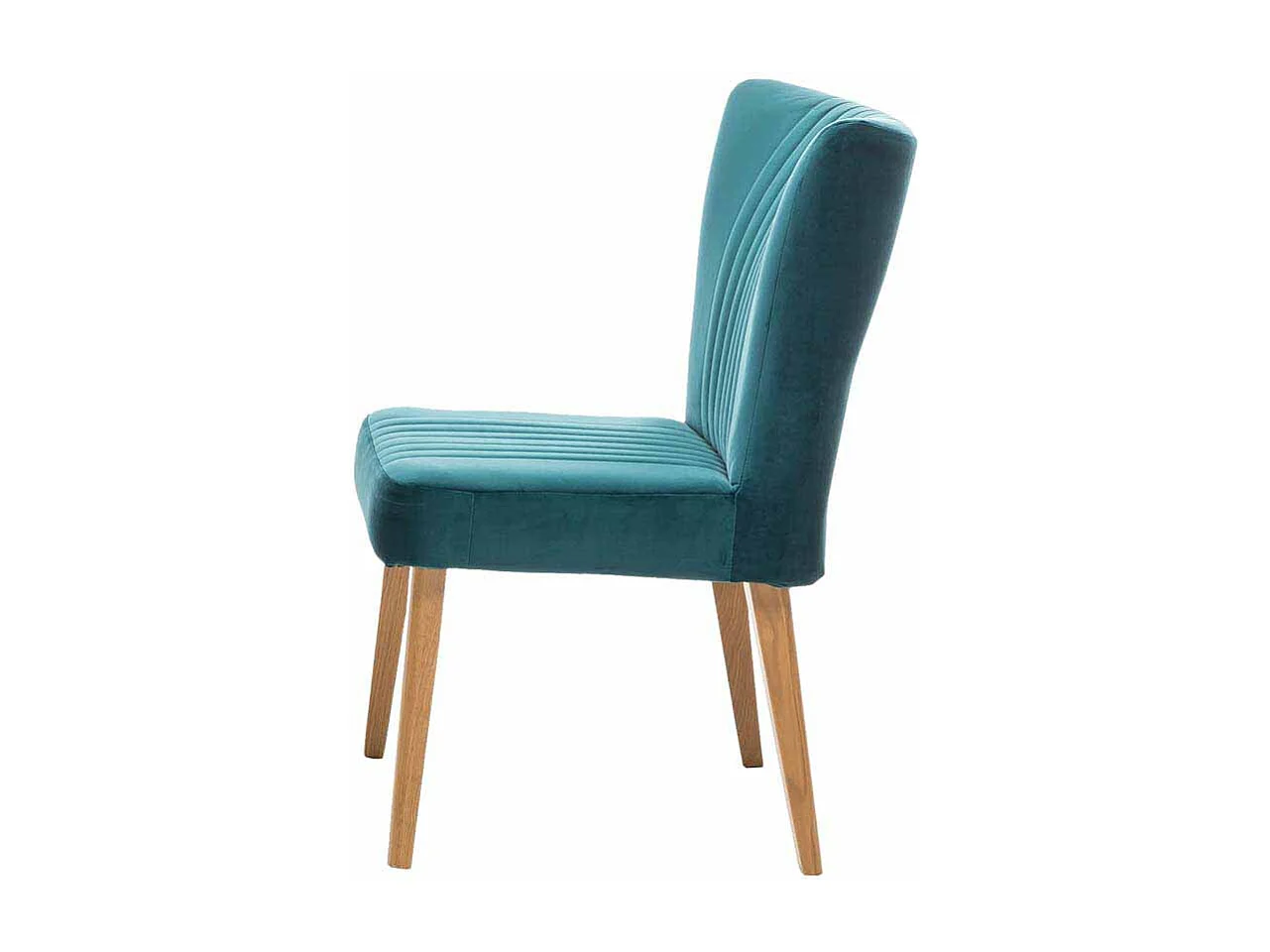 Retrostuhl in Petrol Stoff Holzbeine Eiche massiv (2er Set)