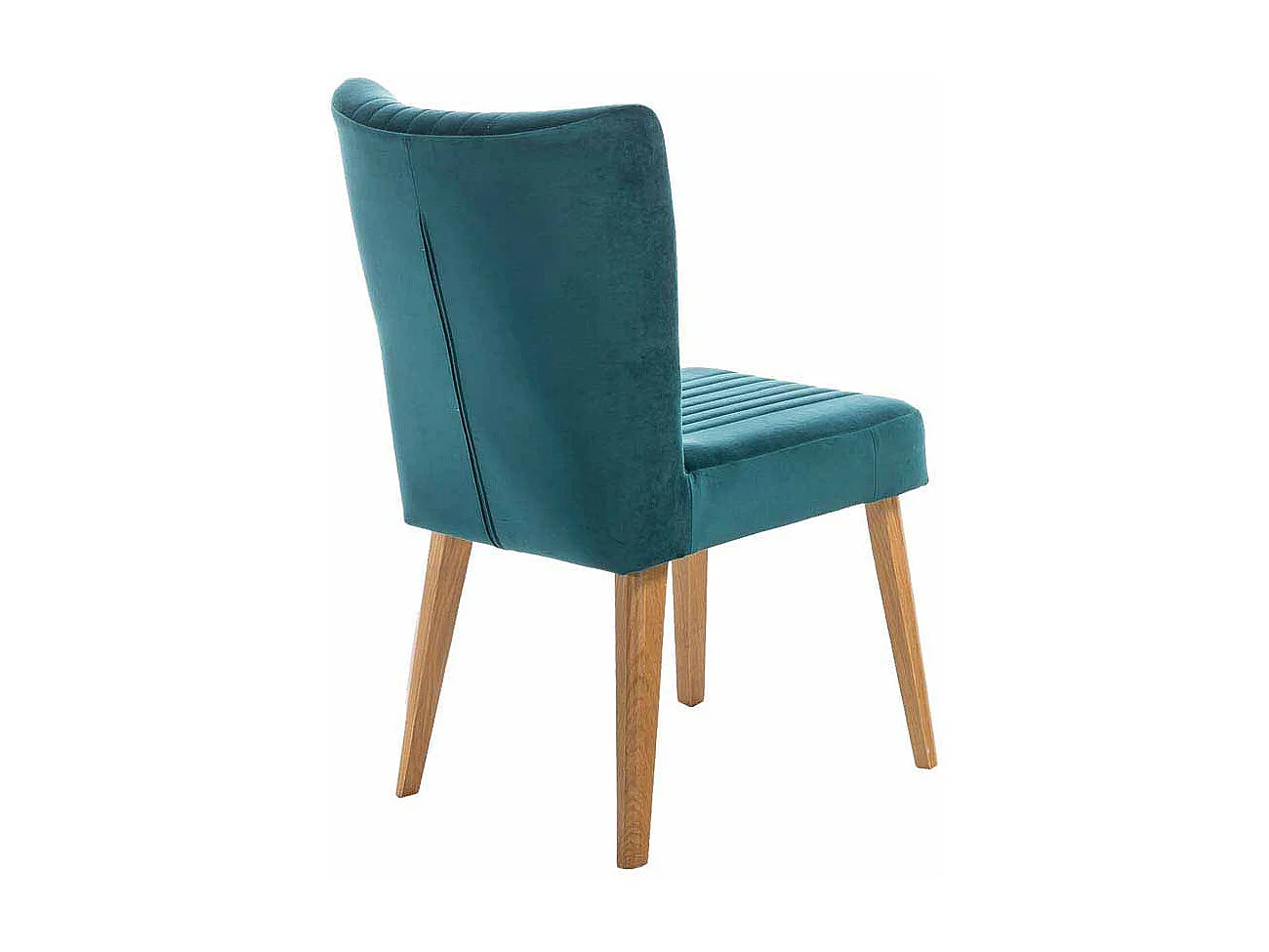 Retrostuhl in Petrol Stoff Holzbeine Eiche massiv (2er Set)