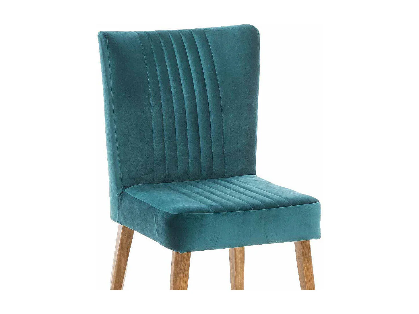 Retrostuhl in Petrol Stoff Holzbeine Eiche massiv (2er Set)